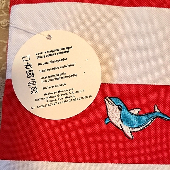 NEW Cancun Canvas Beach/Tote Bag, Red & White Stripes, Washable! - Picture 9 of 9